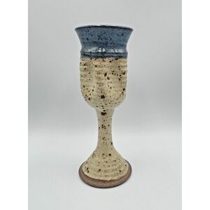 Catherine Cariaso Studio Stoneware Wine Goblet 11" Hand Thrown Pottery Footed